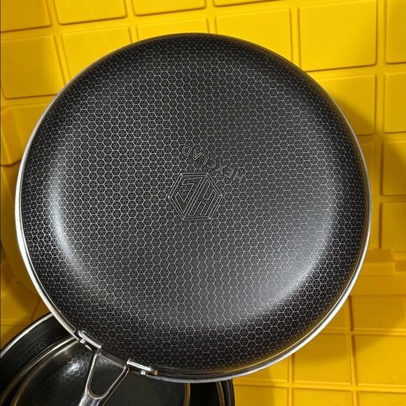 HEXCLAD 4 Piece Nonstick Stainless Steel Frying Pan Set 8 10 12 Wok $600 - Picture 6 of 11